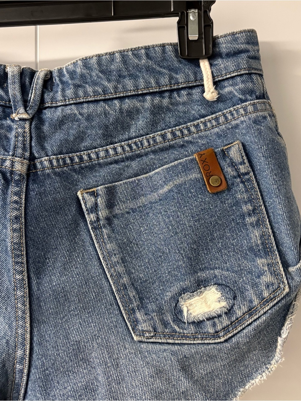 Roxy Women's Light Blue Distressed Rolled-Hem Jean Shorts - Picture 11 of 15